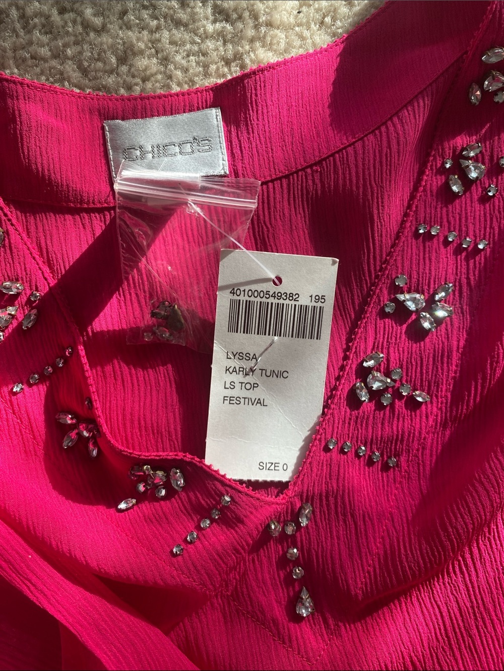 Chicos size 0 100 % silk Karly tunic top NWT - Picture 6 of 7